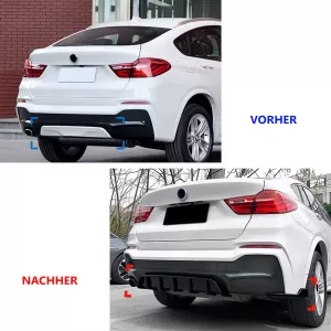 Rear diffuser extension with splitter gloss black for BMW X4 F26 2014-2018-image-6326207