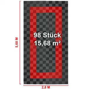 RAMROXX Performance floor tiles garage floor Floor 2.8mx5.6m grey red Set3-image-6326370