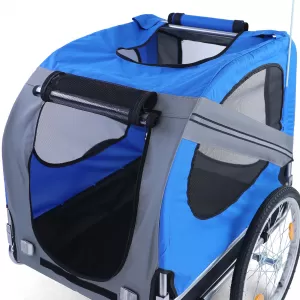 Bicycle trailer dog trailer foldable for pets up to 40kg Grey Blue-image-6326501