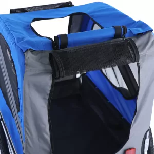 Bicycle trailer dog trailer foldable for pets up to 40kg Grey Blue-image-6326503