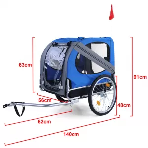 Bicycle trailer dog trailer foldable for pets up to 40kg Grey Blue-image-6326505
