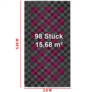 RAMROXX Performance Floor Tiles Garage Floor Floor 2.8mx5.6m Grey Pink Set2-image-6326664