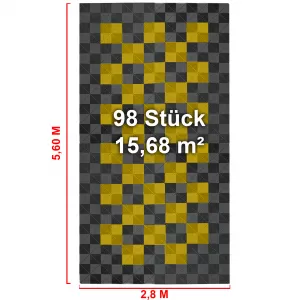 RAMROXX Performance Floor Tiles Garage Floor Floor 2.8mx5.6m Grey Yellow Set2-image-6326670