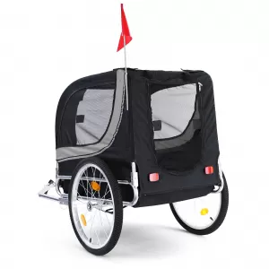 Bicycle trailer dog trailer foldable for pets grey black up to 40kg-image-6326694