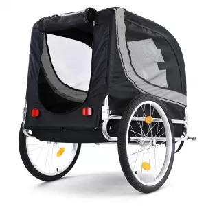 Bicycle trailer dog trailer foldable for pets grey black up to 40kg-image-6326695