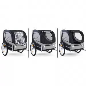Bicycle trailer dog trailer foldable for pets grey black up to 40kg-image-6326696