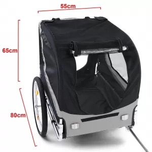 Bicycle trailer dog trailer foldable for pets grey black up to 40kg-image-6326697
