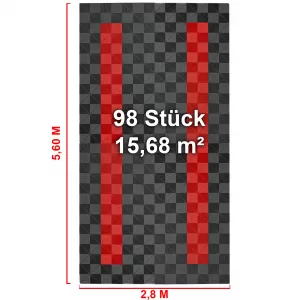 RAMROXX Performance Floor Tiles Garage Floor Floor 2.8mx5.6m Grey Red Set4-image-6326731