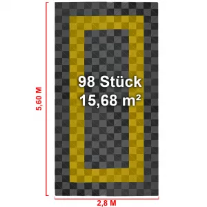 RAMROXX Performance Floor Tiles Garage Floor Floor 2.8mx5.6m Grey Yellow Set3-image-6326831