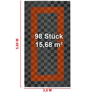 RAMROXX Performance Floor Tiles Garage Floor Floor 2.8mx5.6m Grey Orange Set3-image-6326855