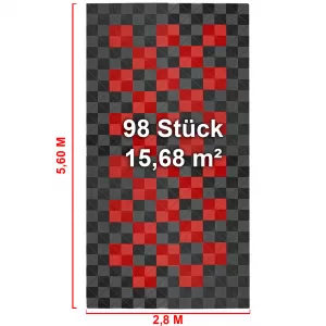 RAMROXX Performance floor tiles garage floor Floor 2.8mx5.6m grey red Set2-image-6326933