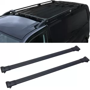 image-3-Aluminum crossbars for roof railing black for VW Bus Transporter T5 T6 2003-2024