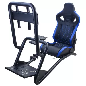 Sim Racing Komplett-Set Rohr 50mm Cockpit Sim Rig inkl. Sportsitz Schwarz Blau-image-6327938