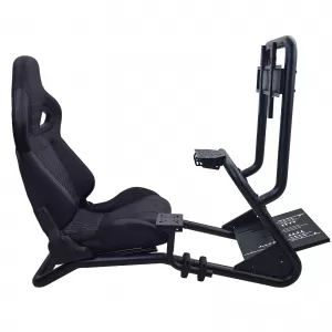 Sim Racing Komplett-Set Stahlrohr 50mm Cockpit Sim Rig inkl. Sportsitz Schwarz-image-6327945