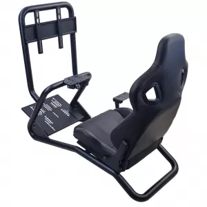 Sim Racing Komplett-Set Stahlrohr 50mm Cockpit Sim Rig inkl. Sportsitz Schwarz-image-6327947