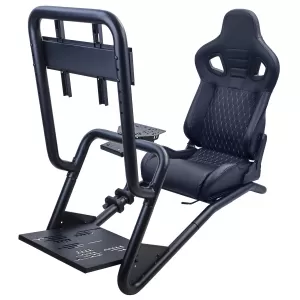 Sim Racing Komplett-Set Stahlrohr 50mm Cockpit Sim Rig inkl. Sportsitz Schwarz-image-6327948