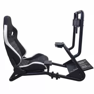 Sim Racing Komplett-Set Rohr 50mm Cockpit Sim Rig inkl. Sportsitz Schwarz Weiss-image-6327955