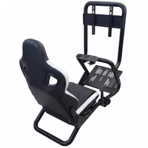 Sim Racing Komplett-Set Rohr 50mm Cockpit Sim Rig inkl. Sportsitz Schwarz Weiss-image-6327956