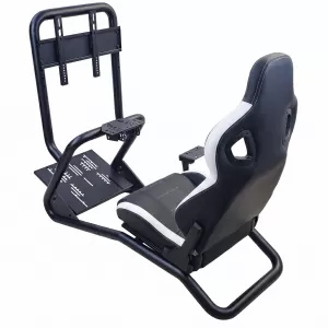 Sim Racing Komplett-Set Rohr 50mm Cockpit Sim Rig inkl. Sportsitz Schwarz Weiss-image-6327957
