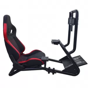 Sim Racing Komplett-Set Rohr 50mm Cockpit Sim Rig inkl. Sportsitz Schwarz Rot-image-6327965