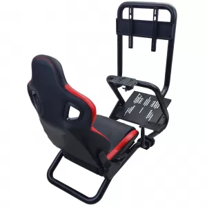 Sim Racing Komplett-Set Rohr 50mm Cockpit Sim Rig inkl. Sportsitz Schwarz Rot-image-6327966