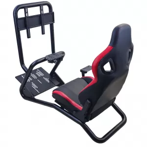 Sim Racing Komplett-Set Rohr 50mm Cockpit Sim Rig inkl. Sportsitz Schwarz Rot-image-6327967
