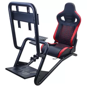 Sim Racing Komplett-Set Rohr 50mm Cockpit Sim Rig inkl. Sportsitz Schwarz Rot-image-6327968