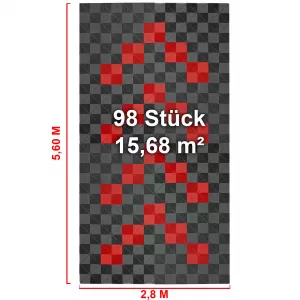 RAMROXX Performance Floor Tiles Garage Floor Floor 2.8mx5.6m Grey Red Set1-image-6327982