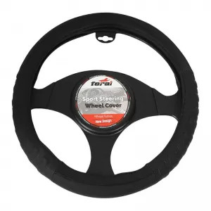 Steering Wheel Cover PU Black Medium 38cm