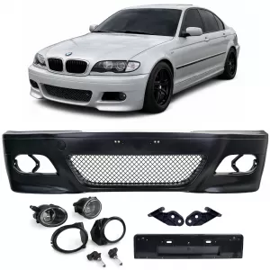 Front bumper sport + ABE + clear fog lights for BMW E46 Sedan Touring LCI-image-6328159