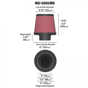 Luftfilter K&N Universal mit 3 Adaptern F76/89/102mm-image-6328406