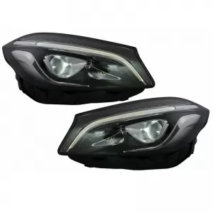 Headlights Set suitable for Mercedes-Benz A-Class W176 12-18 Halogen Upgrade To Facelift Look Black Full Led DRL With Motor Carner-image-6328748