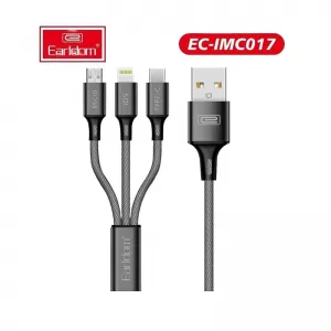 Charging Cable & Data USB Earldom EC-IMC017 3 In 1 Carbon 1.2m 1 Piece-image-6328992