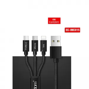 Charging Cable & Data USB Earldom EC-IMC015 3 In 1 Black 1.2m 1 Piece