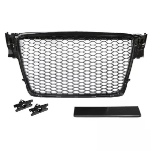 Front Grille suitable for Audi A4 B8 08-11 RS4 Look Honeycomb Glossy Black 1 Pc-image-6329177