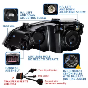 Headlights Set Suitable for VW Polo 6R/6C 09-17 DRL Tube & Dynamic Signal H7 With Motor V-Land-image-6329242
