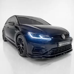 Spoiler frontal potrivit pentru VW Golf VII (7.5) 17-20 R & R-Line Bumper Negru Lucios V.1-image-6329843