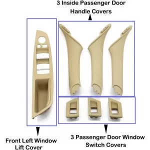 Door Handles Set (inside car) suitable for Bmw 5 F10 Front & Rear Right & Left Door 7 Pieces Beige-image-6330673