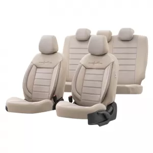 Seat Covers Otom Comfortline Design Universal Sued / Rachel / Artificial Leather Front / Rear Set 11 Pieces Beige CMF-210