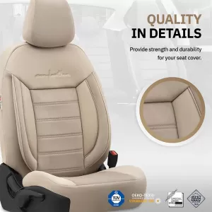 Seat Covers Otom Comfortline Design Universal Sued / Rachel / Artificial Leather Front / Rear Set 11 Pieces Beige CMF-210
