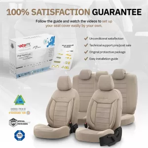Seat Covers Otom Comfortline Design Universal Sued / Rachel / Artificial Leather Front / Rear Set 11 Pieces Beige CMF-210