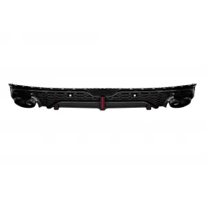 Diffuser RSQ7 type with black exhaust tips suitable for rear S line bumper on Audi Q7 2020-2023-image-6332856