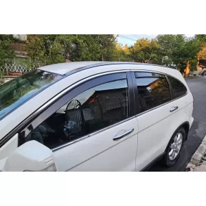 Set of front and rear wind deflectors suitable for Honda CR-V 2007-2012 with 5 doors, set of 4 pieces, black-image-6332980