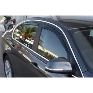 Set of front and rear wind deflectors suitable for BMW 3 Series F30 sedan 2011-2019 with 5 doors, set of 4 pieces, black-image-6333515