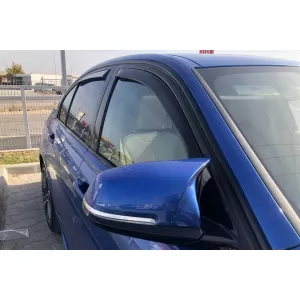 Set of front and rear wind deflectors suitable for BMW 3 Series F30 sedan 2011-2019 with 5 doors, set of 4 pieces, black-image-6333518