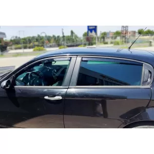 Set of front and rear wind deflectors suitable for Alfa Romeo 147 2001-2010, with 5 doors, dark smoked, 4 pieces-image-6334772