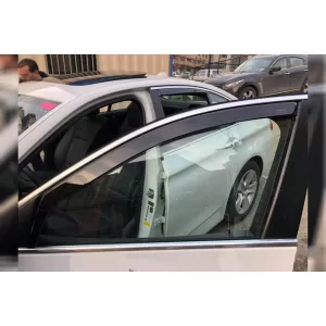 Set of front and rear wind deflectors suitable for BMW 5 Series F10 sedan 2010-2016, with 4 doors, dark smoked, 4 pieces-image-6334958