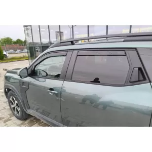 Set de deflectoare de vânt frontale și posterioare potrivite pentru Dacia Duster după 2024, fumurii închis, 4 bucăți-image-6335072