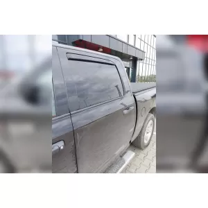 Set de deflectoare de vânt frontale și posterioare potrivite pentru Dodge Ram 1500 după 2009, cu 5 uși, fumurii închise, 4 bucăți-image-6335093