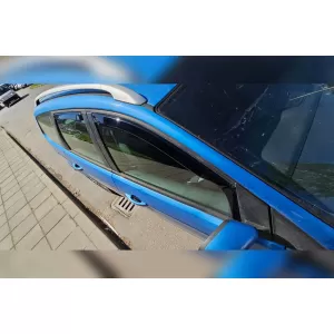 Set of front and rear wind deflectors suitable for Ford Focus estate 2004-2011, with 5 doors, dark smoked, 4 pieces-image-6335134